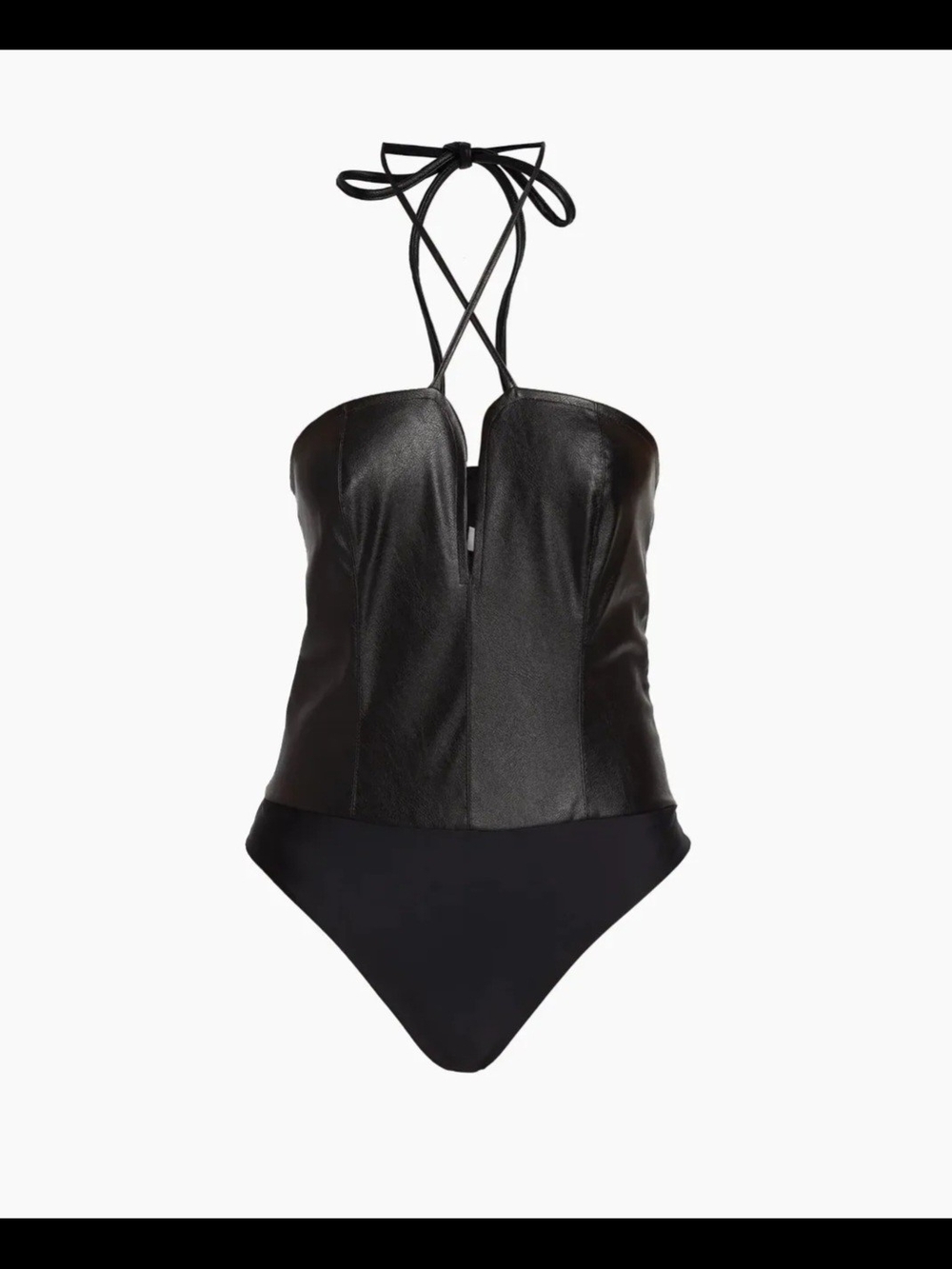 NONchalant Black Faux-leather Bodysuit